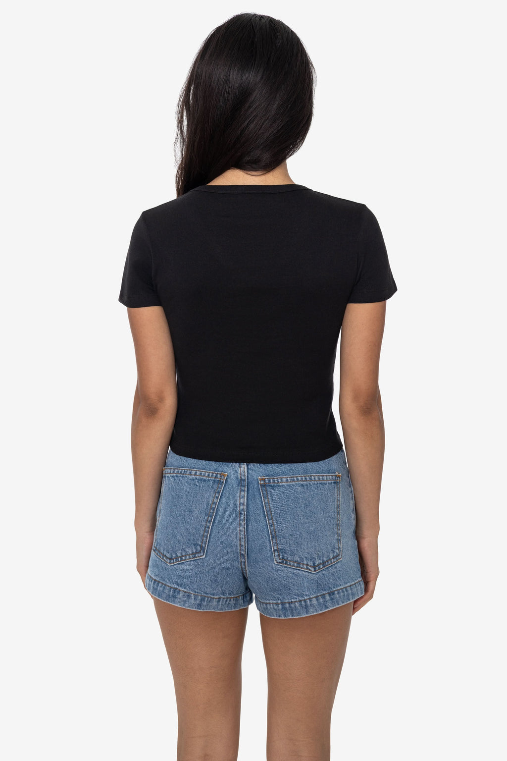 4356 - Baby Rib Short Sleeve V-Neck Crop Tee