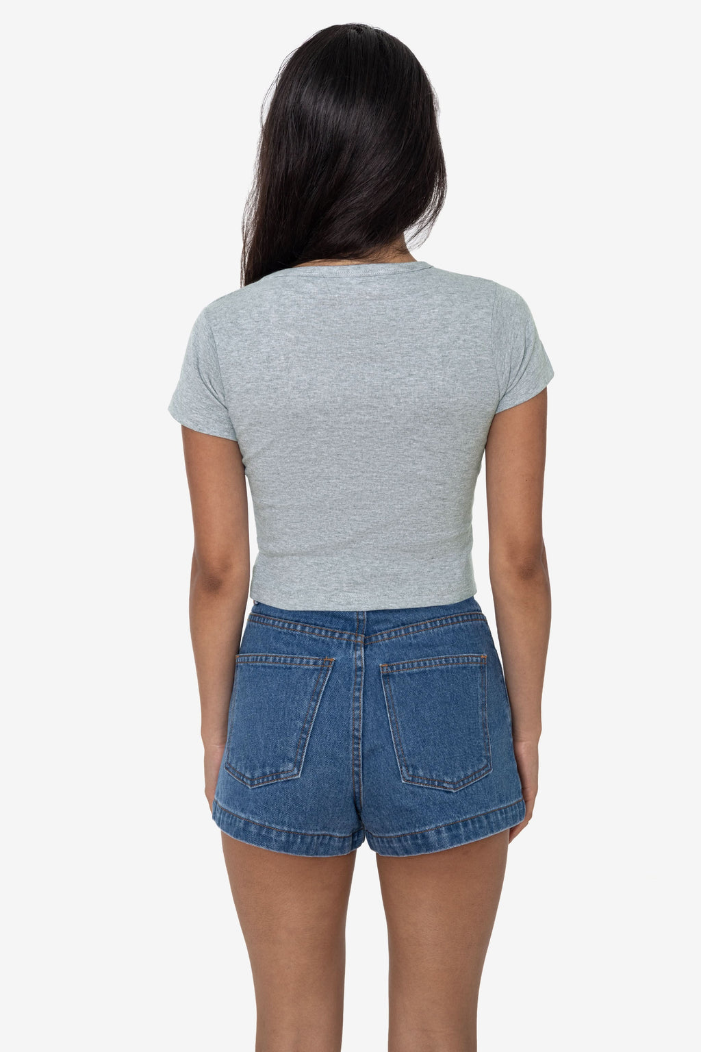 4356 - Baby Rib Short Sleeve V-Neck Crop Tee