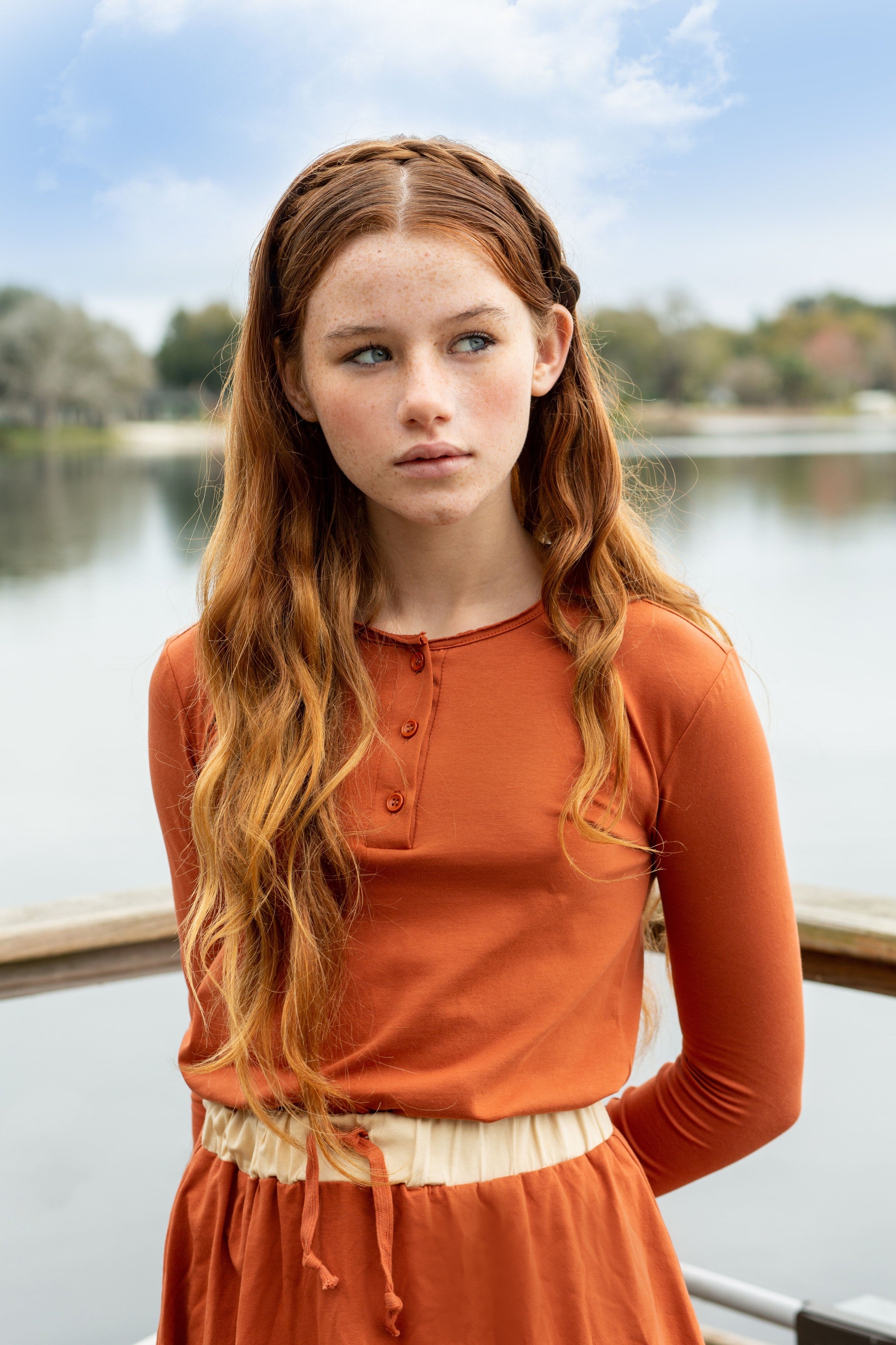 Kin + Kin Colorblock Skirt - Ecru/Burnt Sienna