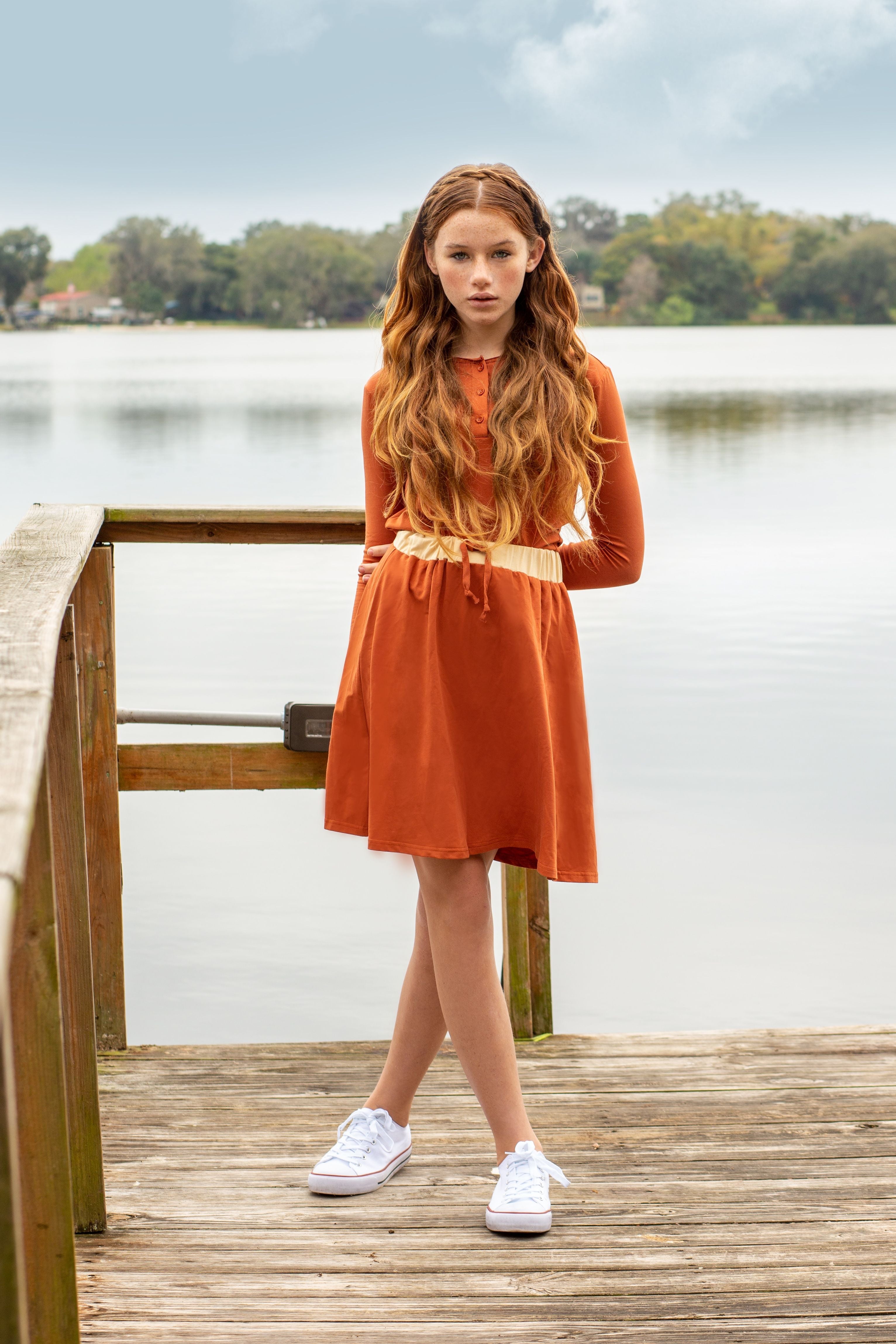 Kin + Kin Colorblock Skirt - Ecru/Burnt Sienna