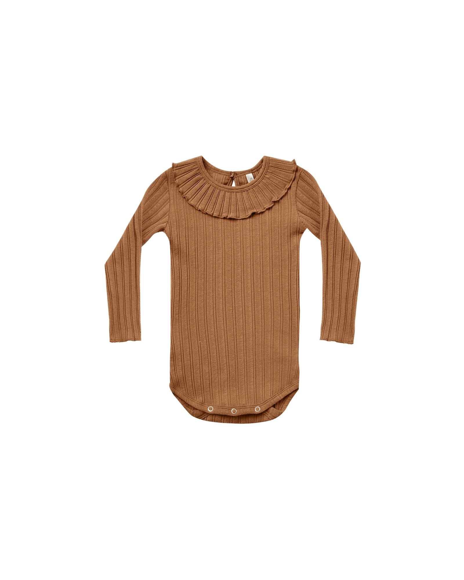 Rylee + Cru Ruffle Collar Bodysuit - Rust