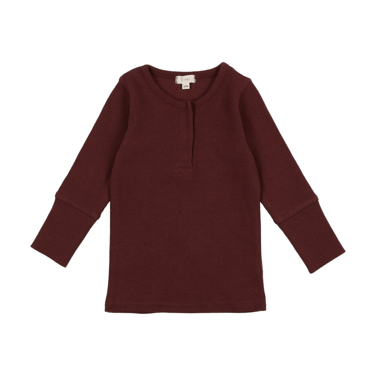 Lil Legs Ribbed Henley - Brick
